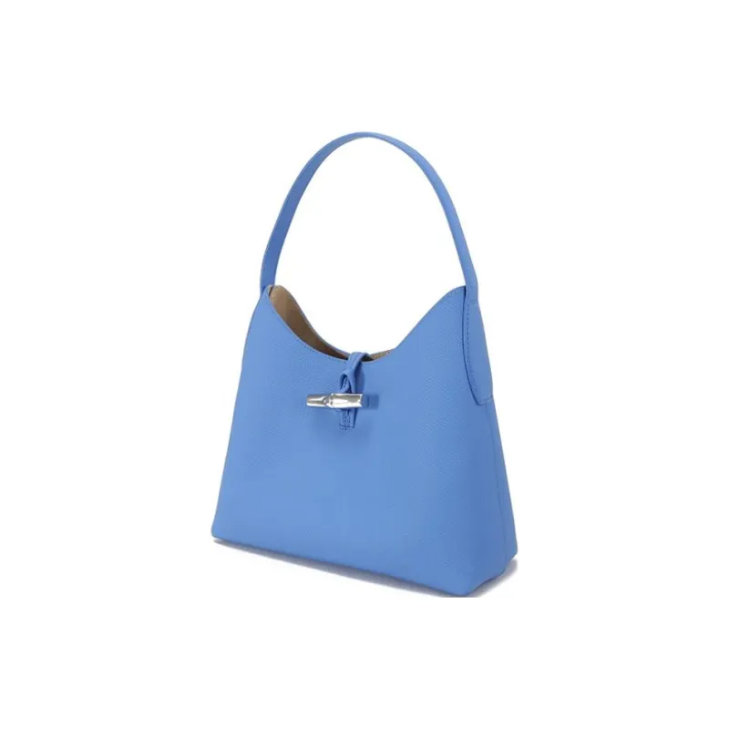 LONGCHAMP Roseau Cow Leather Shoulder Bag, Handbag, Shoulder Bag Medium Size Women's Royal Blue-1