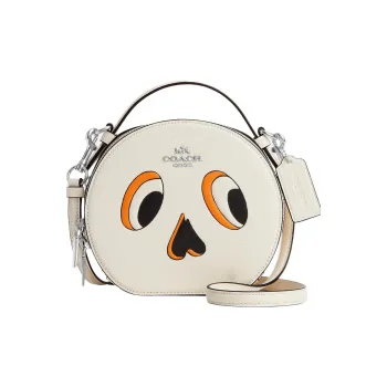 COACH Canteen Cross-Stitch Leather Handbag Shoulder Bag Crossbody Bag Small Size Women's Silver/Chalk White Multicolor