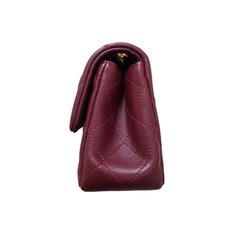 CHANEL Sheepskin Chain Bag, Shoulder Bag, Crossbody Bag Mini Women's Burgundy-2