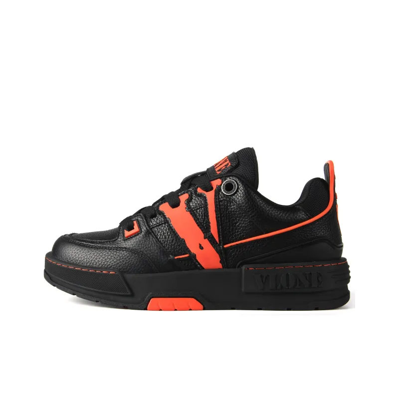 VLONE Low Top Skateboard Shoes Unisex Black Orange-0