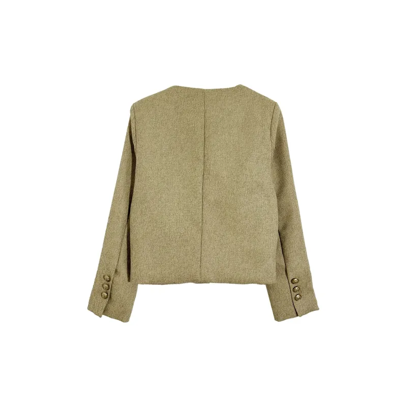 Icicofficial Cropped Coats Women's Green Chanel Coat-1