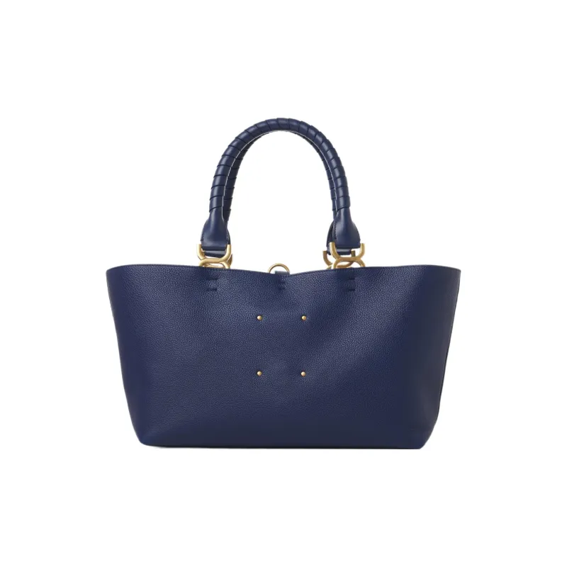 Chloe Marcie Grained Calfskin Tote Bag Shopping Bag Shoulder Bag Handbag Small Size Women's Blue-1
