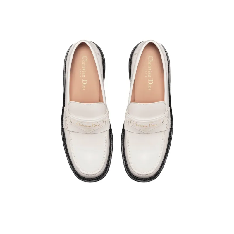 DIOR Boy Loafer White Brushed Calfskin Women's-4