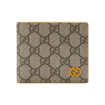GUCCI Canvas With Leather Trim Wallet Regular Men's Yellow/Brown