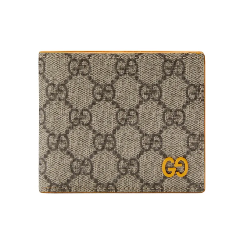 GUCCI Canvas With Leather Trim Wallet Regular Men's Yellow/Brown-0