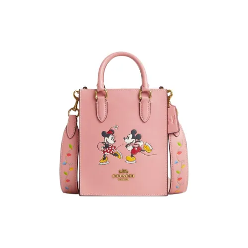 COACH Disney 17 Collaboration Pebbled Leather Tote Bag Shopping Bag Shoulder Bag Handbag Mini Women's Pink