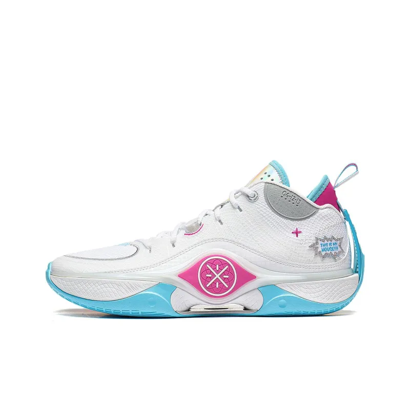 LiNing Wade Shadow 5 Cushioning Impact Resistant Rebound Low Top Basketball Shoes Men's Standard White/Rose Red-0