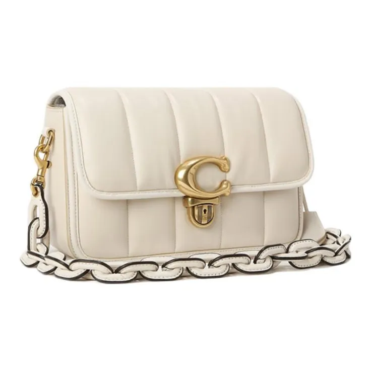 COACH Studio Nappa Leather Shoulder Bag, Crossbody Bag Medium Size Women's Chalk White-1