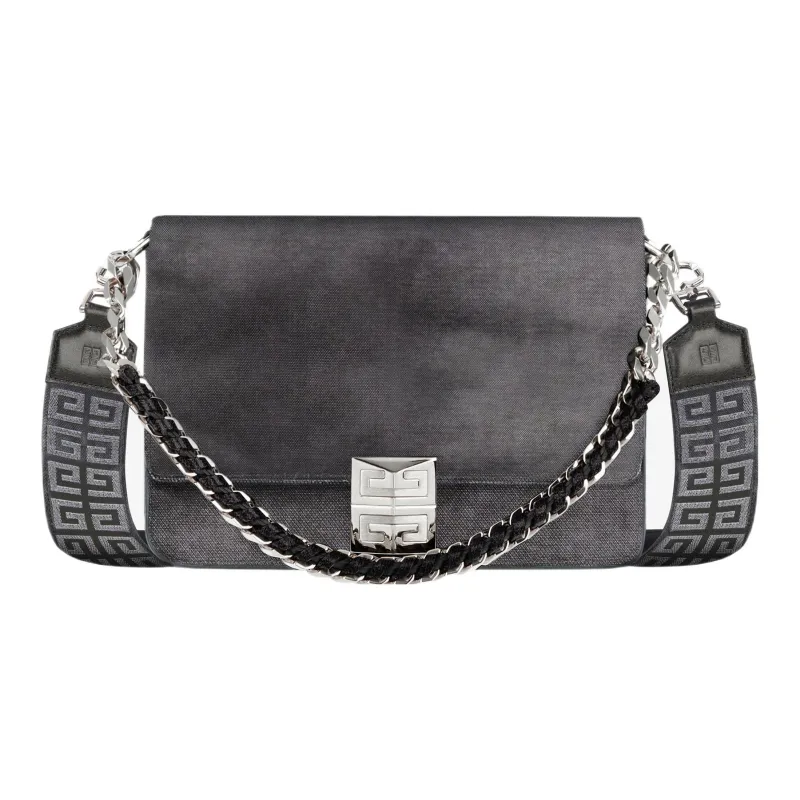 Givenchy Denim Shoulder Bag Crossbody Bag Medium Size Women's Dark Gray-0