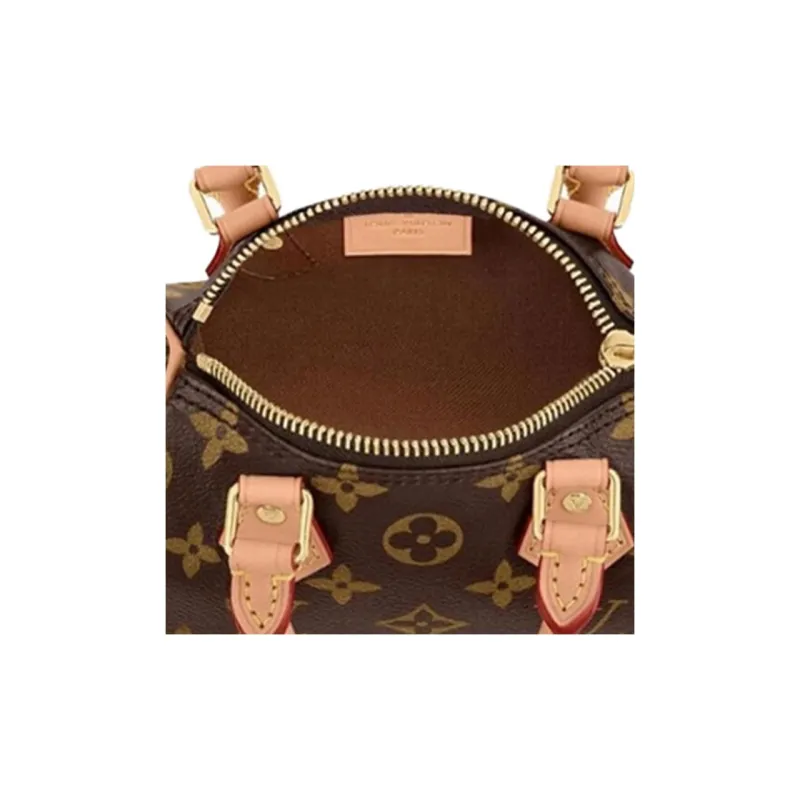 LOUIS VUITTON Nano Speedy Handbag Monogram Canvas Brown-5