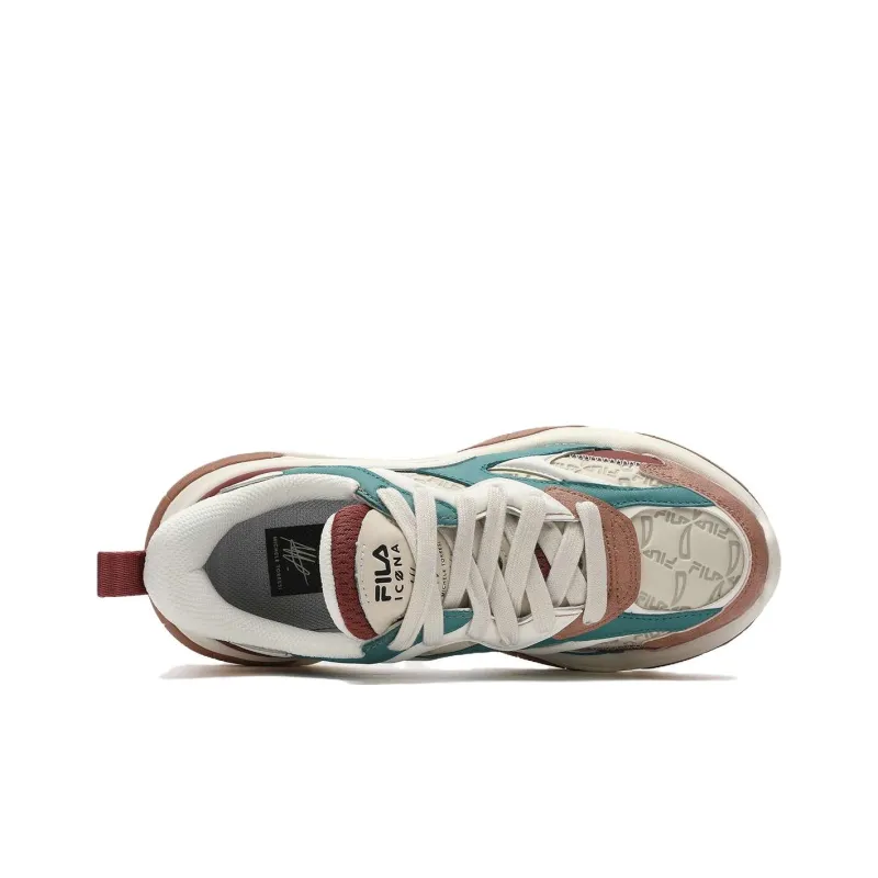 FILA Daddy Shoes 'White Brown Green' Women's-2