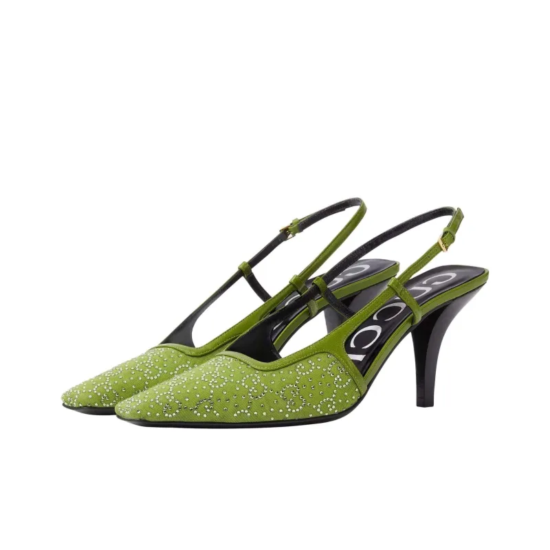 GUCCI Slim Heel High Heels 7.5cm Women's Green-2