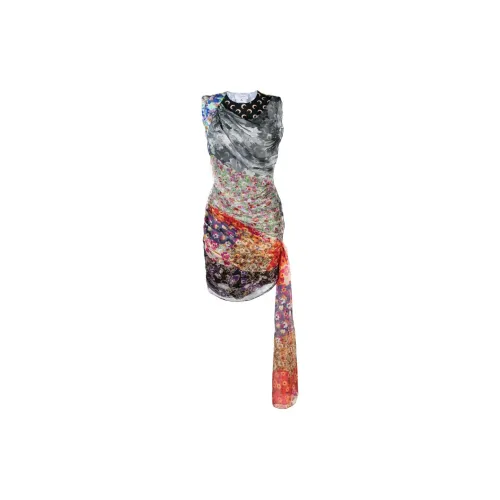 marine serre Regenerated Scarves Silk Minidress