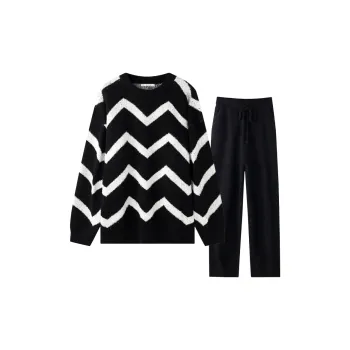MEITENG Pajama Set Autumn And Winter Season Women's Black