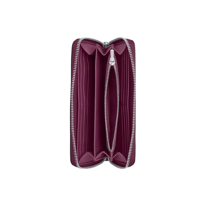 COACH Zip Around Canvas With Leather Wrist Wallets Clutches Small Size Women's Graphite Deep Raspberry-1
