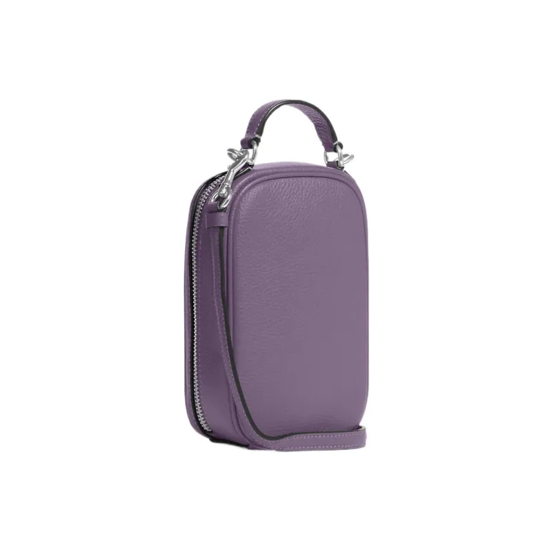 COACH Eva Pebbled Leather Cell Phone Pouch, Shoulder Bag, Crossbody Bag Regular Women's Purple-1
