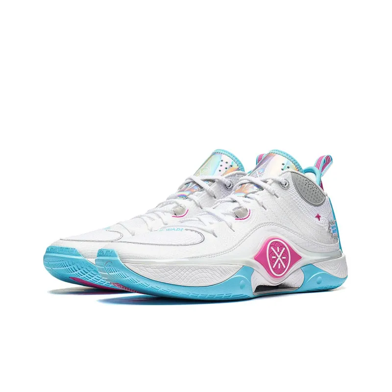 LiNing Wade Shadow 5 Cushioning Impact Resistant Rebound Low Top Basketball Shoes Men's Standard White/Rose Red-2