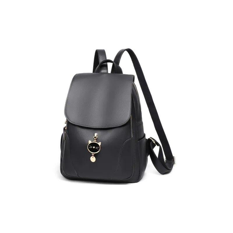 C°BANNER Split Cow Leather With Synthetic Leather Backpack Regular Women's Black-2
