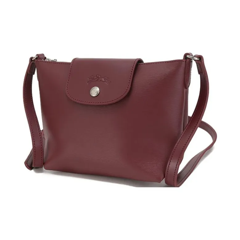 LONGCHAMP Le Pliage City Coated Canvas Dumpling Bag Crossbody Bag Shoulder Bag Women's Plum Color-1