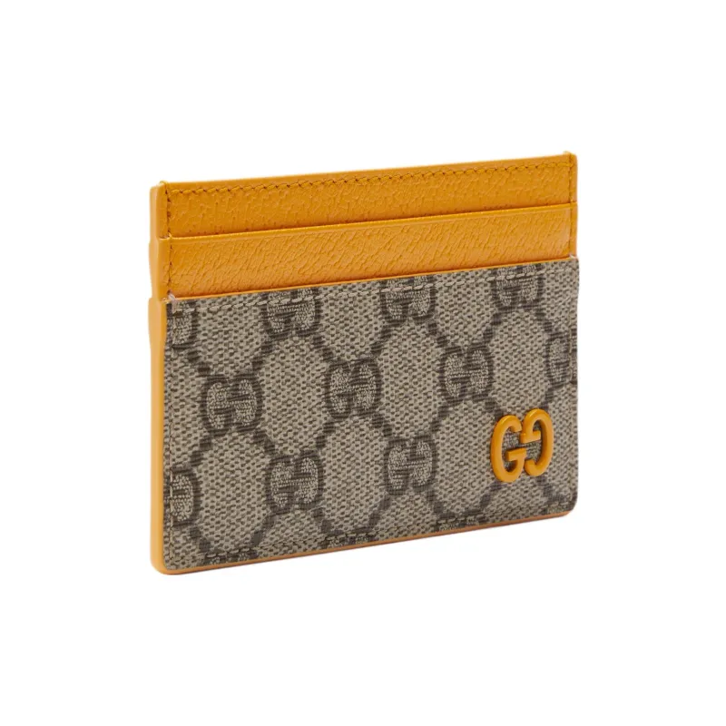 GUCCI Canvas With Leather Card Holder Regular Men's Yellow/Brown-1