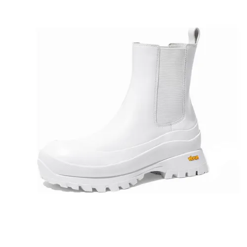 ZSAZSAZSU Chelsea Boots Women's White Fleece-Lined