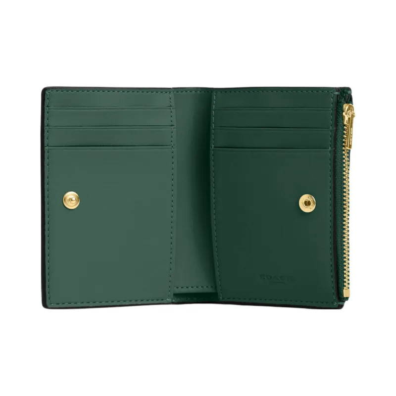 COACH Pebbled Leather Coin Purse Wallet Women's Dark Green-1