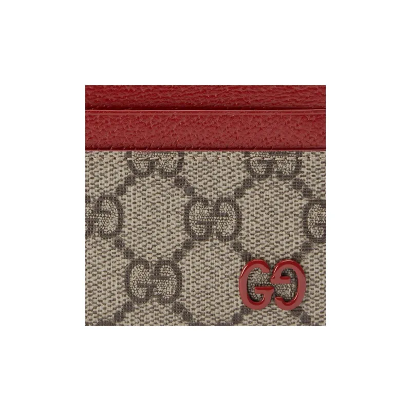 GUCCI Canvas With Leather Card Holder Regular Men's Red/Brown-4