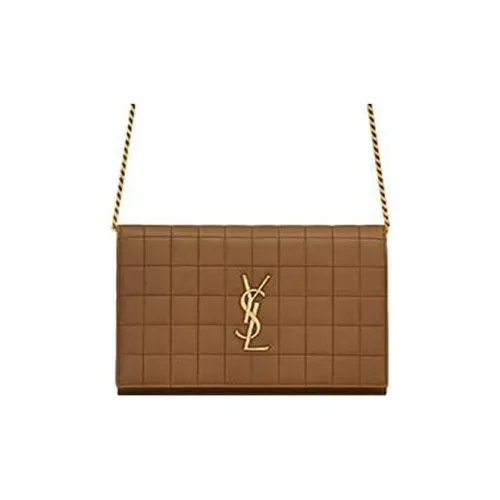 SAINT LAURENT Sheepskin Shoulder Bag Crossbody Bag Wallet Regular Women's Brown