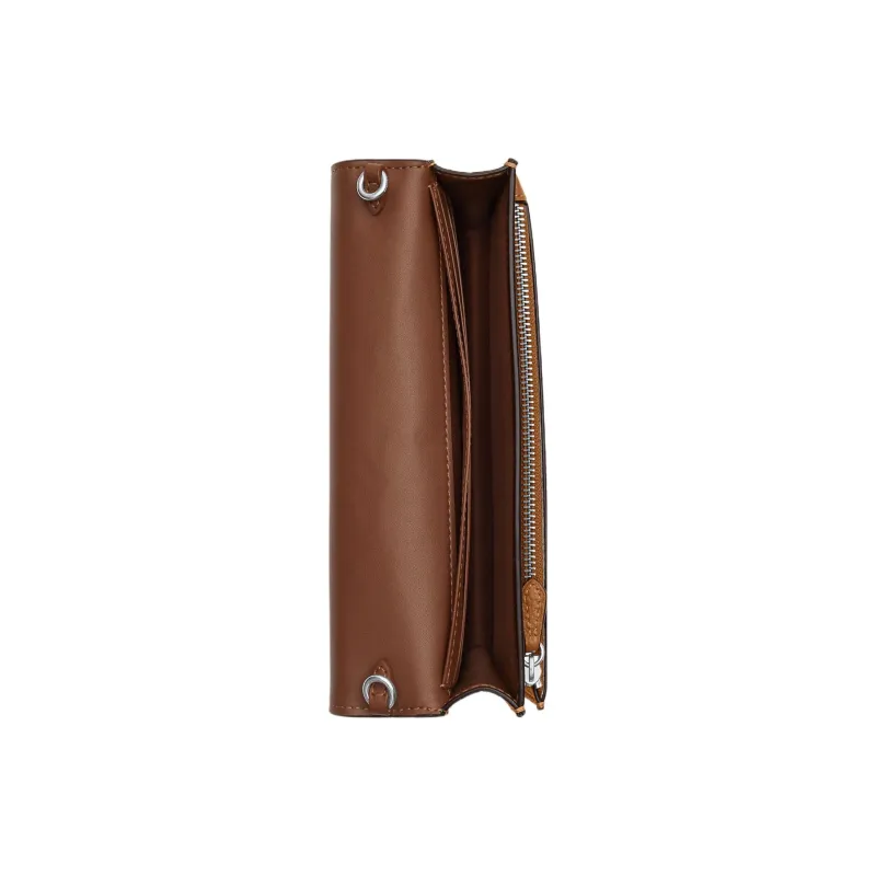 COACH Anna Pebbled Leather Envelope Bag, Shoulder Bag, Crossbody Bag Trumpets Women's Brown-2