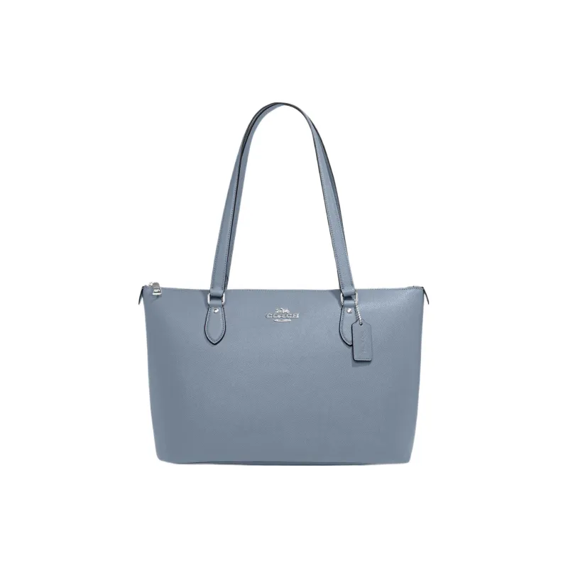 COACH Gallery Leather Tote Bag Shopping Bag Shoulder Bag Handbag Large Size Women's Blue-0