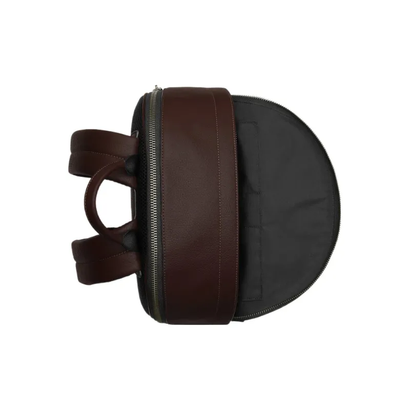 COACH West Cow Leather With Fabric Backpack Large Size Men's Dark Coffee-2