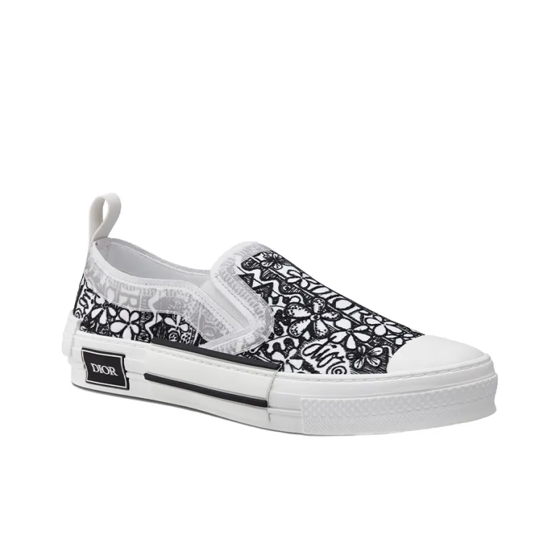 DIOR And Shawn B23 Slip On Black White Embroidery-2