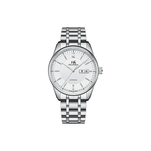 SHANGHAI National Collection Automatic Mechanical Movement Steel Strap Watch Men's Watches White Dial