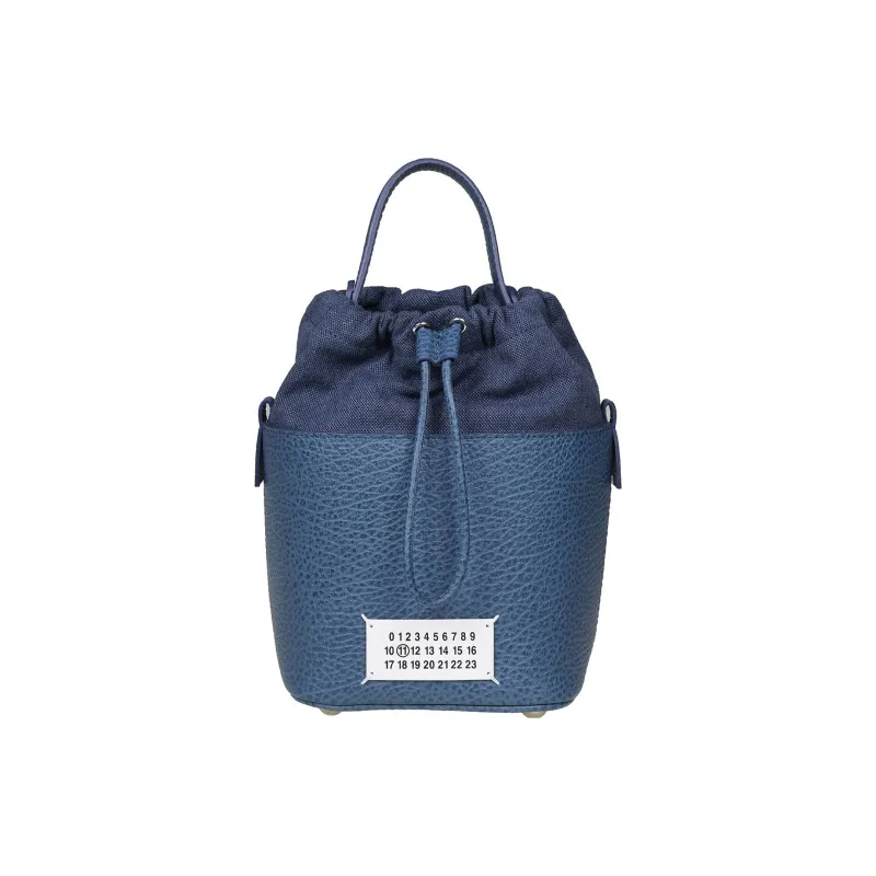 Maison Margiela 5AC Cow Leather Bucket Bag Shoulder Bag, Handbag Trumpets Women's Navy Blue-0