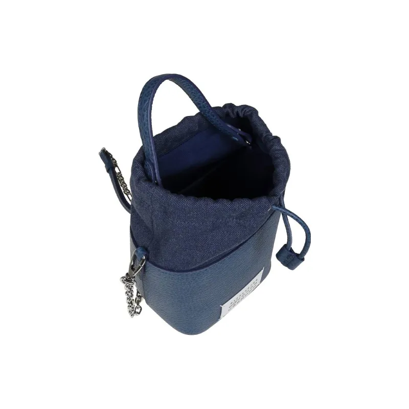 Maison Margiela 5AC Cow Leather Bucket Bag Shoulder Bag, Handbag Trumpets Women's Navy Blue-3