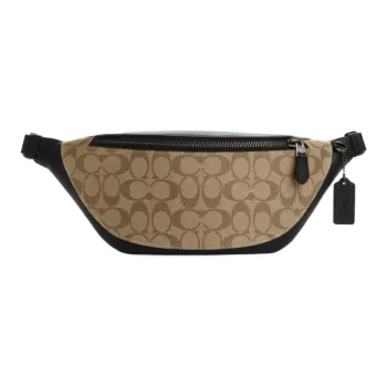 COACH Warren Multicolor Leather One Shoulder Crossbody Fanny Pack Small Size Men's Khaki & Black