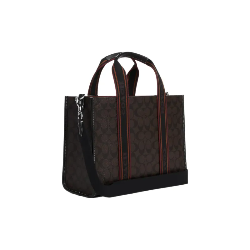 COACH Canvas With Leather Tote Bag, Shopping Bag, Shoulder Bag, Crossbody Bag, Handbag Tubas Women's Coffee-1
