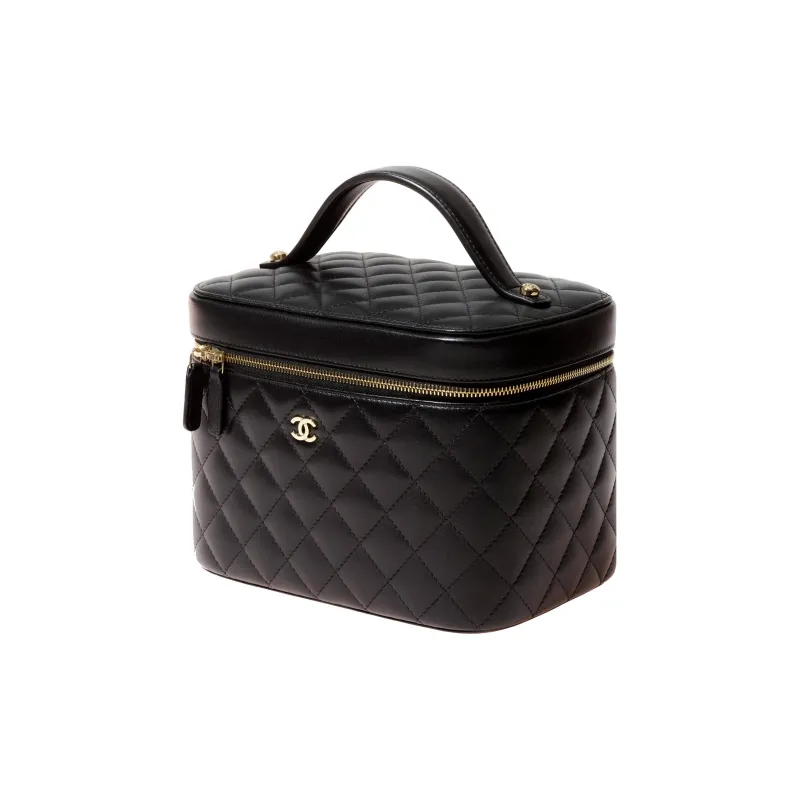 CHANEL 22SS Sheepskin Box Bag, Makeup Bag, Handbag Women's Black-1