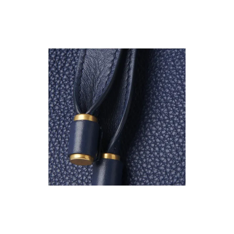 Chloe Marcie Grained Calfskin Tote Bag Shopping Bag Shoulder Bag Handbag Small Size Women's Blue-2