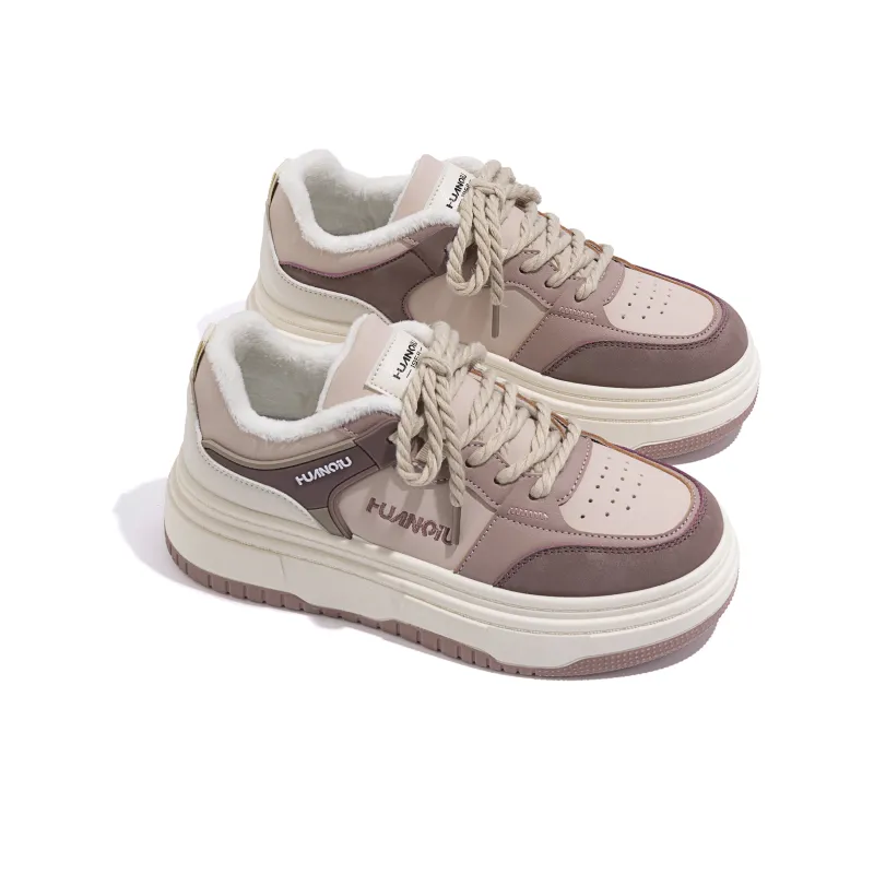 HUANQIU Abrasion Resistant Low Top Skateboard Shoes Women's Beige-5