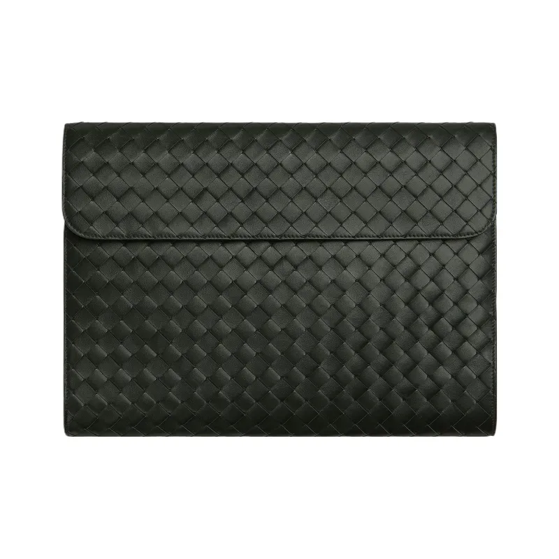 Bottega Veneta Intrecciato Calfskin Clutch Men's Dark Green-0