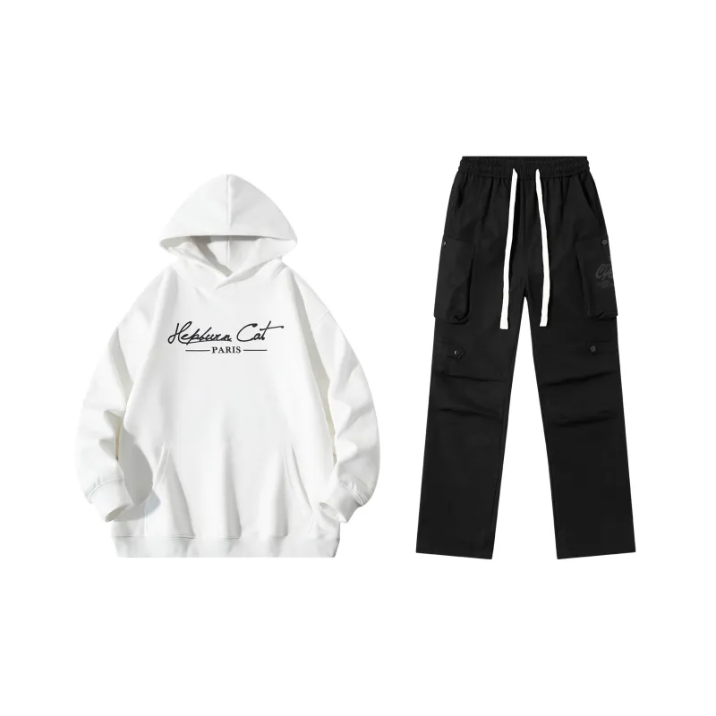 Hepburn Cat Sweatshirt Sets Unisex-1