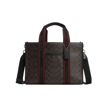 COACH Canvas With Leather Tote Bag, Shopping Bag, Shoulder Bag, Crossbody Bag, Handbag Large Size Women's Coffee
