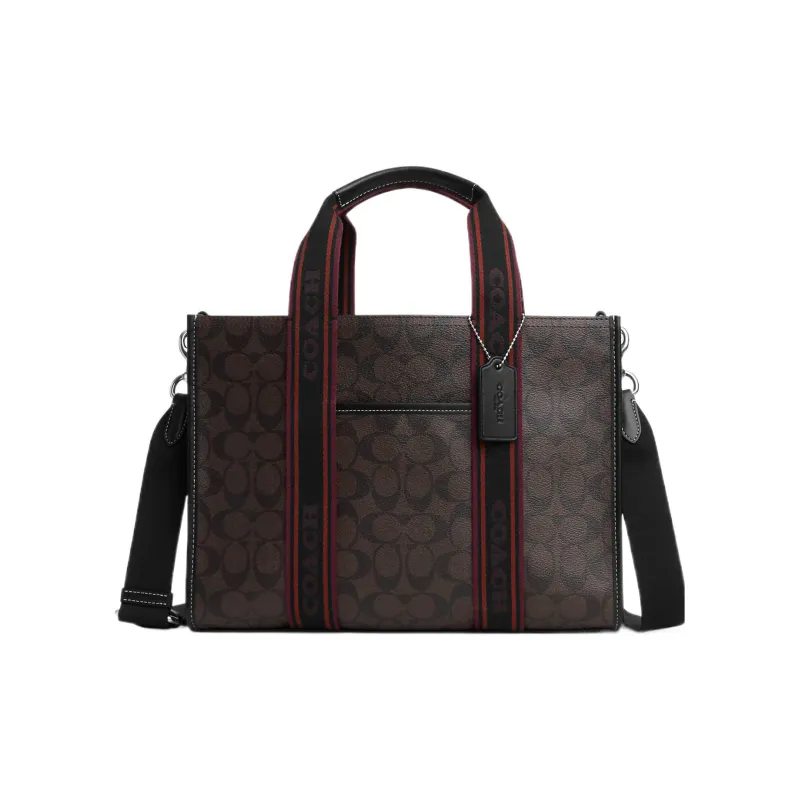 COACH Canvas With Leather Tote Bag, Shopping Bag, Shoulder Bag, Crossbody Bag, Handbag Tubas Women's Coffee-0