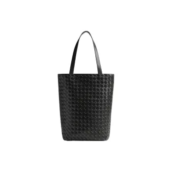 Bottega Veneta Intrecciato Calfskin Tote Bag, Shopping Bag, Handbag Trumpets Men's Black/Natural