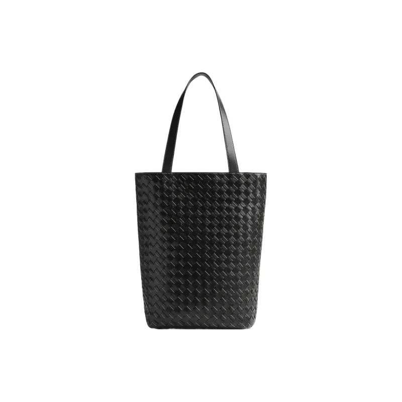 Bottega Veneta Intrecciato Calfskin Tote Bag, Shopping Bag, Handbag Trumpets Men's Black/Natural-0