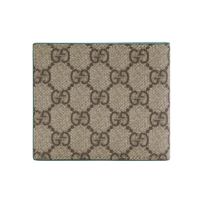 GUCCI Canvas With Leather Trim Wallet Regular Men's Green/Brown-4