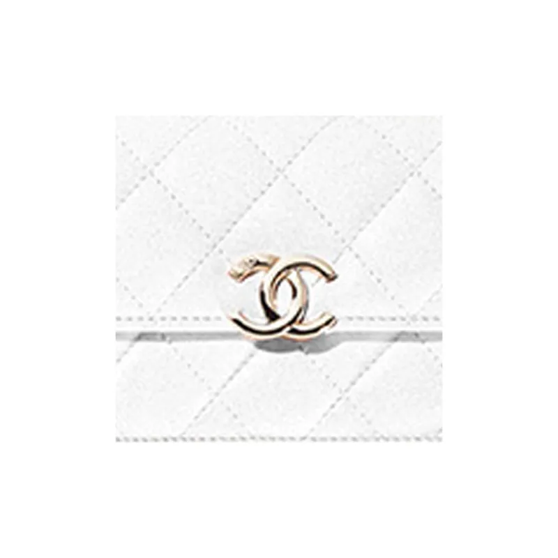 CHANEL 22SS Grain Embossed Sheepskin Small Square Bag, Handbag, Shoulder Bag, Crossbody Bag Mini Women's White-4