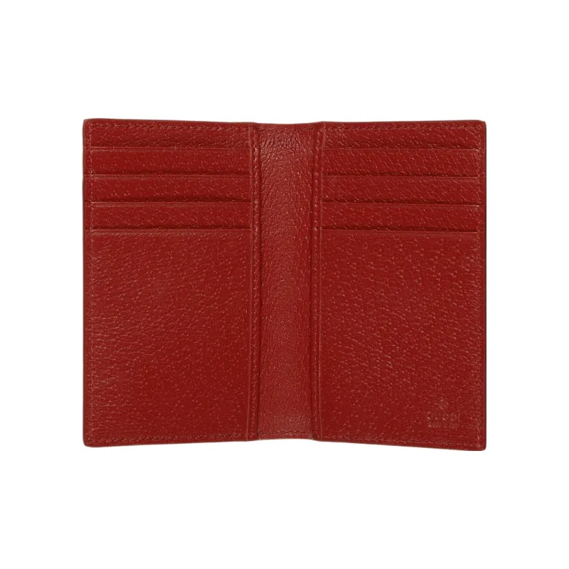 GUCCI Canvas With Leather Trim Card Holder Regular Men's Red/Brown-3
