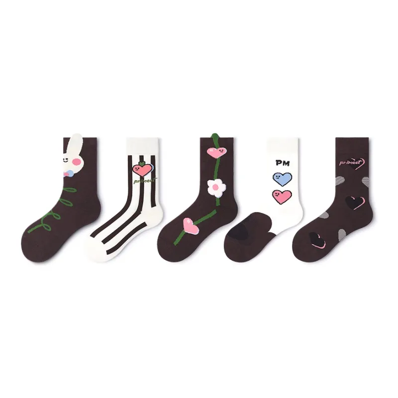 Primeet Mid Calf Socks Women's 5 Pack-6
